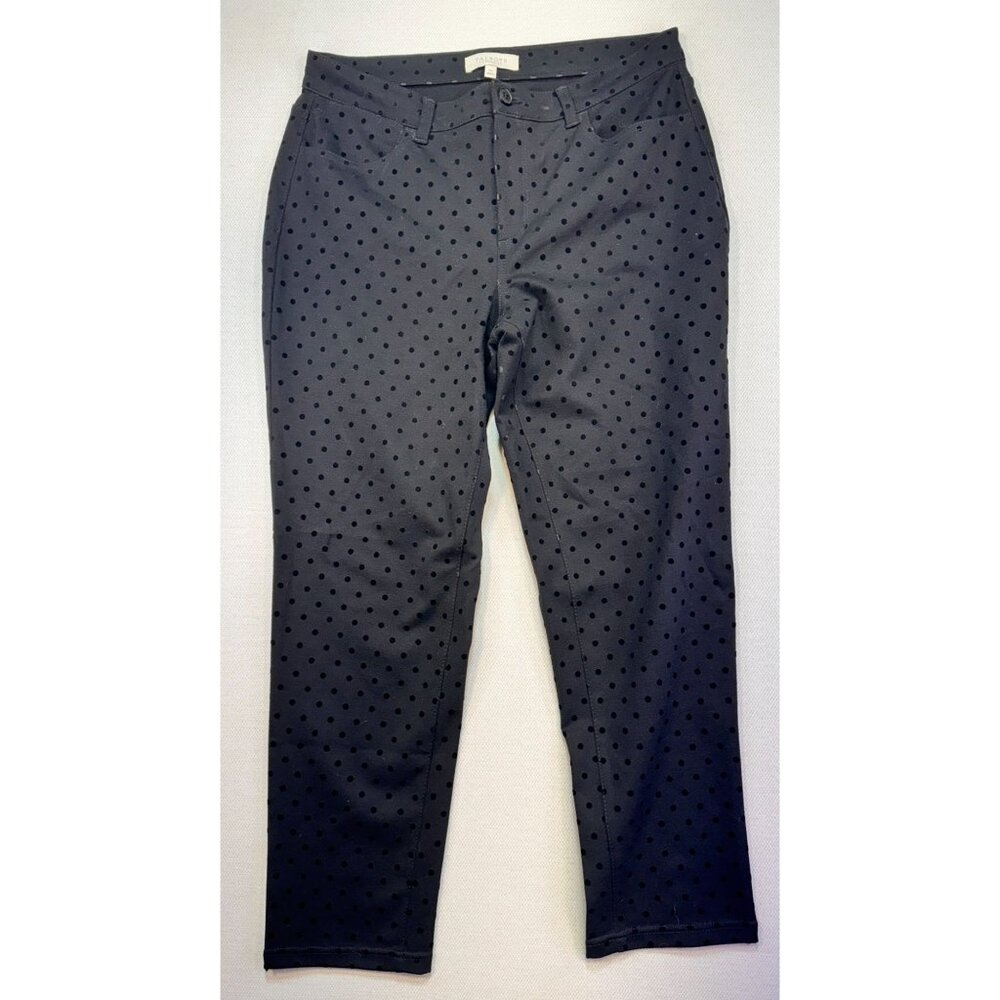 Talbots Womens Polka Dot Pants Petites 12P Black